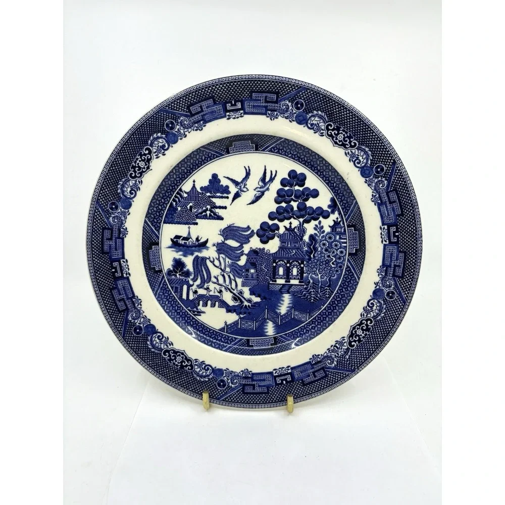 Johnson Brothers England Very Old Blue Willow Plate Read*